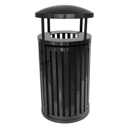 Ex-Cell Kaiser 45-Gal. Receptacle W/ Door & Canopy - Steel, Black Gloss SCTP-40 D BLK